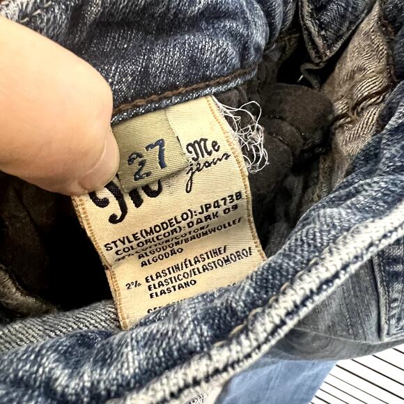 MISS ME JP4738 Women's Fleur De Lis Boot Cut Distressed Jeans Med Wash 27 - Picture 7 of 16